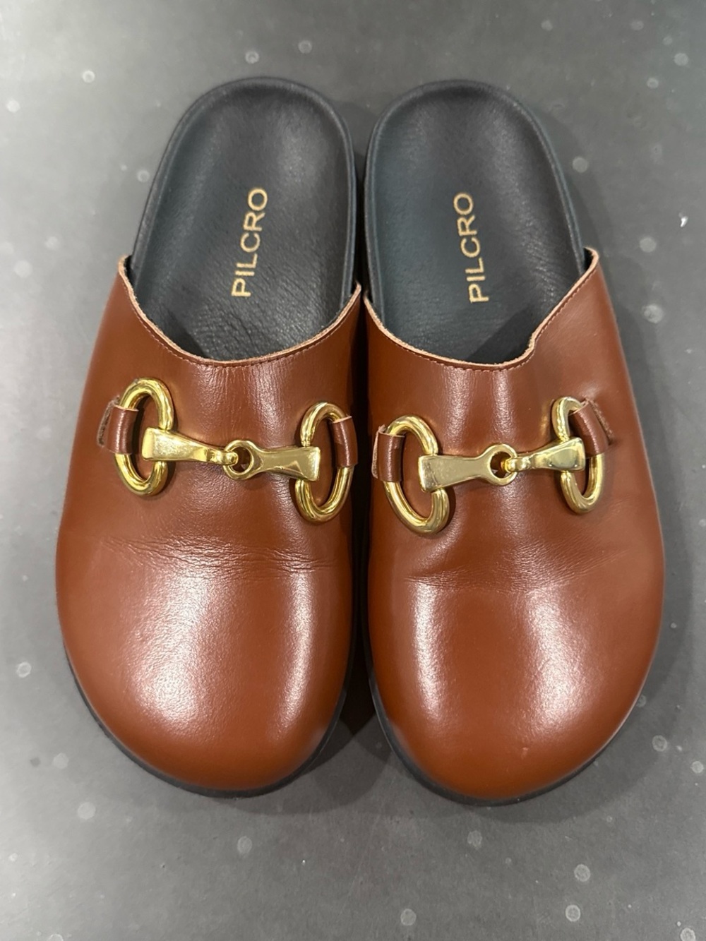 Pilcro Anthropologie horsebit clogs leather Slip-On Mules Gold Hardware size 37 - Picture 2 of 7